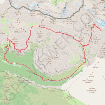 Mont Perdu par le canyon de Ordesa et la Faja de las Flores GPS track, route, trail