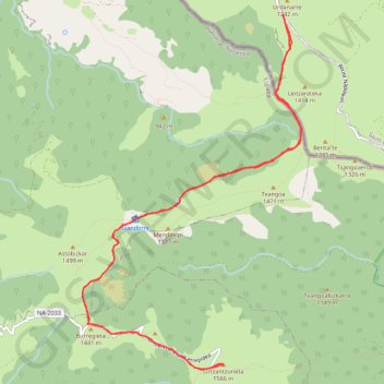 ORTZANZURIETA depuis la Croix d'Urdanarre (Thibault) GPS track, route, trail