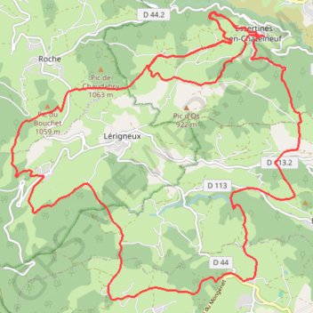Essertines en Chatelneuf Marche des Ollagnes GPS track, route, trail