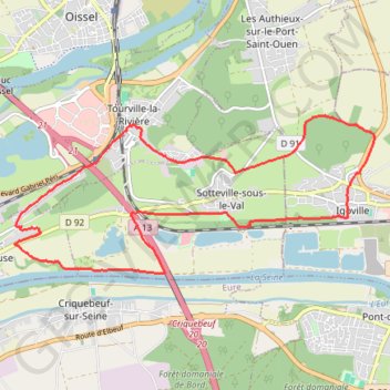 Rando Igoville (départ Tourville) GPS track, route, trail