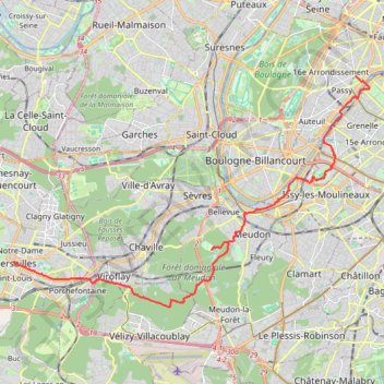 De la place du Trocadéro à Paris au château de Versailles GPS track, route, trail