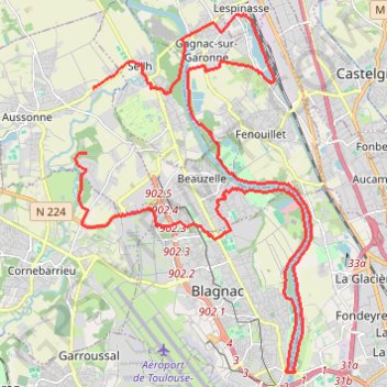Berges de Garonne entre Gagnac et Blagnac GPS track, route, trail