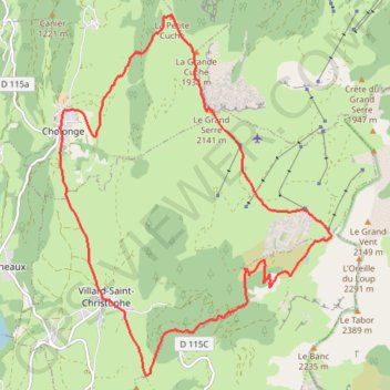 Grand Serre en Boucle depuis Cholonge (Taillefer) GPS track, route, trail
